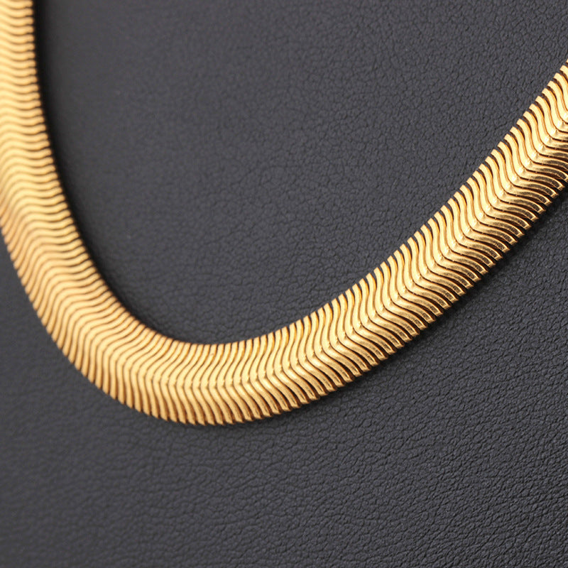 18K Gold Snake Bone Copper Chain Necklace – Stylish and Elegant