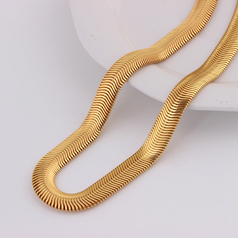 18K Gold Snake Bone Copper Chain Necklace – Stylish and Elegant