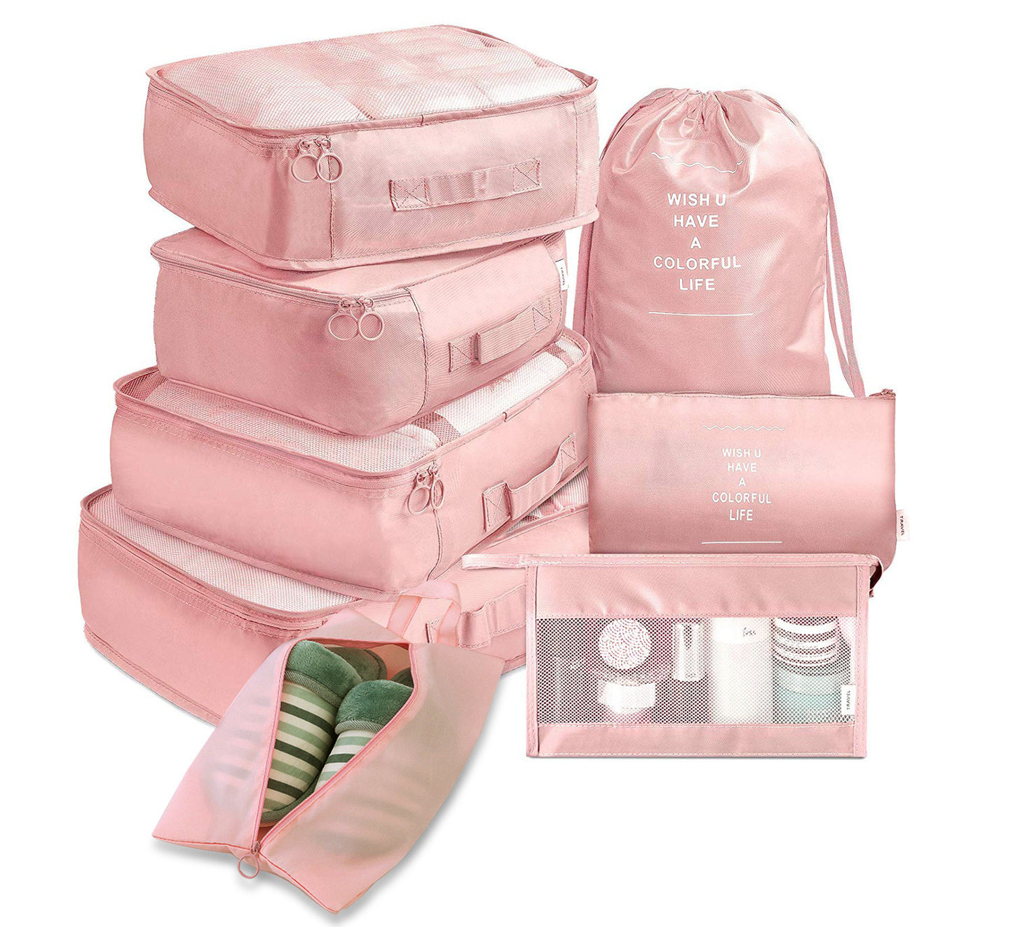 8-Piece Travel Organizer Set – Luggage Divider Packing Cubes for Clothes, Shoes & Toiletries
