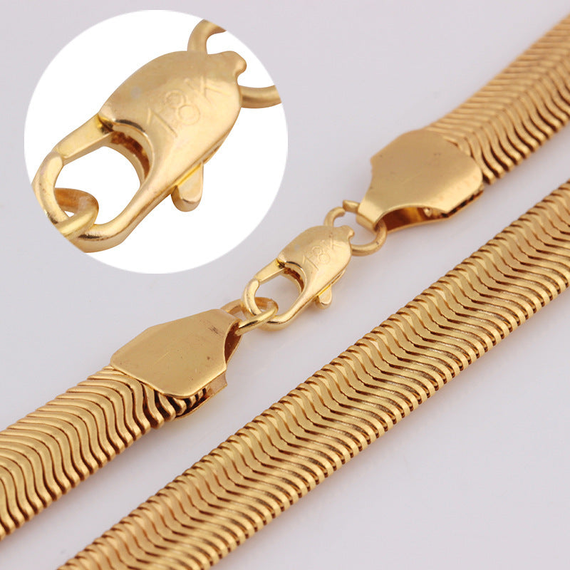 18K Gold Snake Bone Copper Chain Necklace – Stylish and Elegant