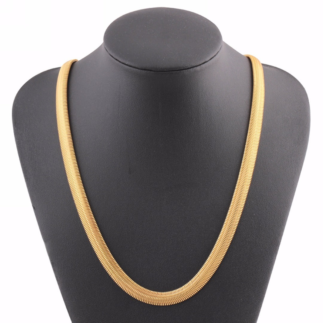 18K Gold Snake Bone Copper Chain Necklace – Stylish and Elegant