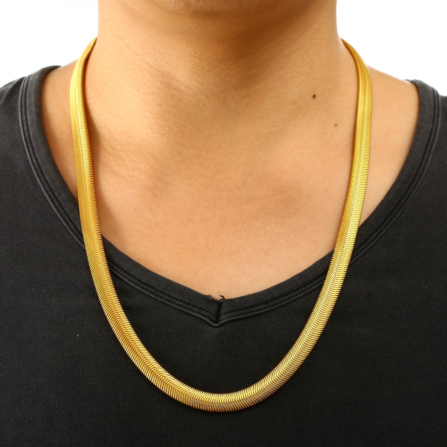 18K Gold Snake Bone Copper Chain Necklace – Stylish and Elegant