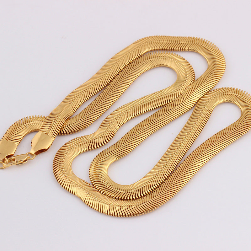 18K Gold Snake Bone Copper Chain Necklace – Stylish and Elegant