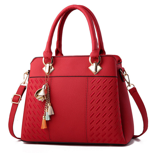 Autumn and Winter Large-Capacity Ladies Shoulder Messenger Bag – Embroidered PU Leather Handbag