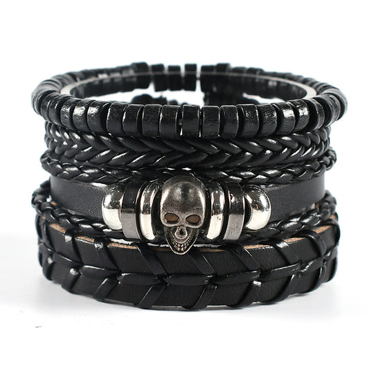 Handmade Bracelet Multi-layer Braided Leather Punk Bracelet Wristband Alloy Leather Bracelet  – Stylish & Unique