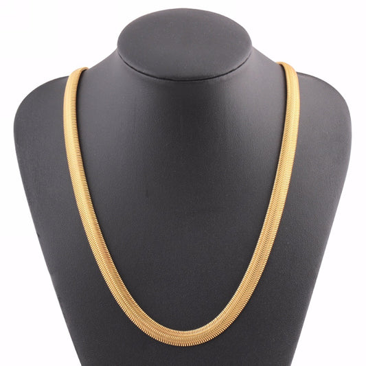 18K Gold Snake Bone Copper Chain Necklace – Stylish and Elegant