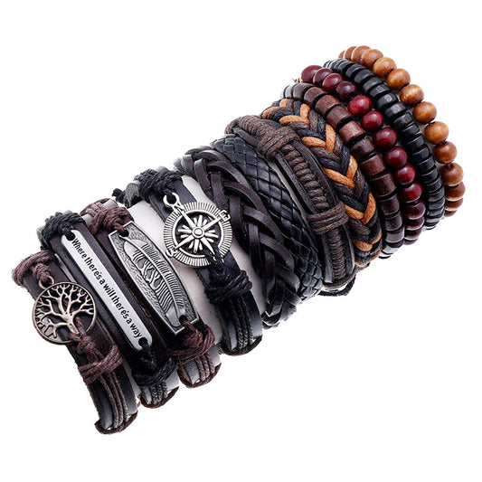 Vintage Leather Bracelet Set – Stylish and Versatile ( set of 12 Bracelets)