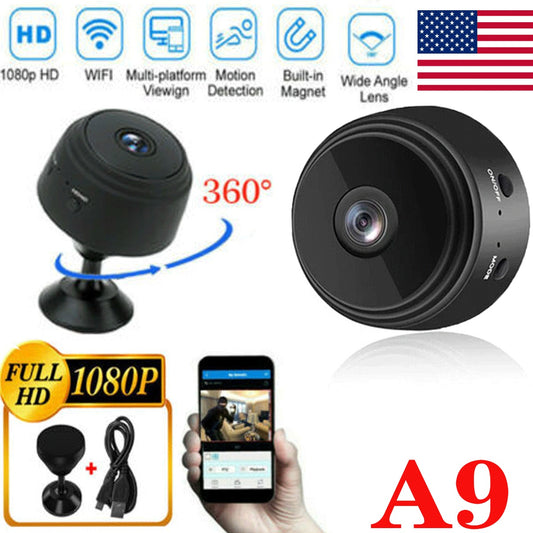 Mini Hidden Spy Camera Wireless Wifi IP Home Security 1080P HD DVR  Night Vision, Motion Detection, Magnetic Mount