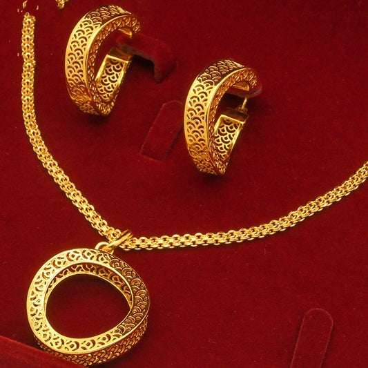 Alluvial Gold Twisted Geometric Necklace & Earrings Set