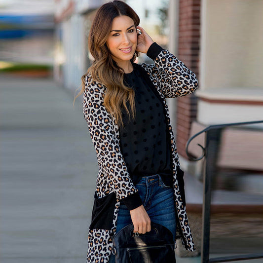 Fashionable All-match Leopard Print Sweater Top For Women