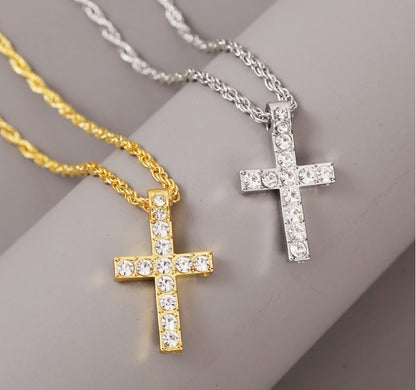 Cross Pendant Necklaces For Women Men Punk Hiphop Rope Chain On Neck Rapper Jewelry