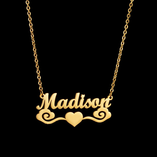 European & American Style Personalized Name Necklace – Gold Titanium Steel Jewelry