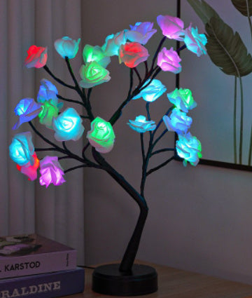 Romantic LED Rose Tree Table Lamp – USB Powered Flower Night Light for Home, Wedding, Valentine’s Day, and Gift Decoration