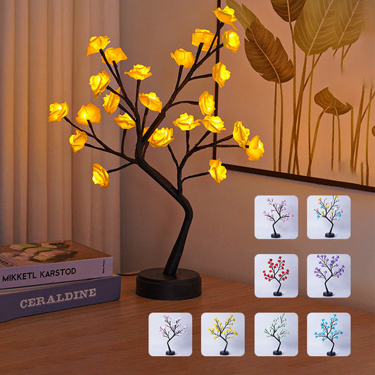 Romantic LED Rose Tree Table Lamp – USB Powered Flower Night Light for Home, Wedding, Valentine’s Day, and Gift Decoration
