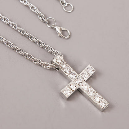 Cross Pendant Necklaces For Women Men Punk Hiphop Rope Chain On Neck Rapper Jewelry